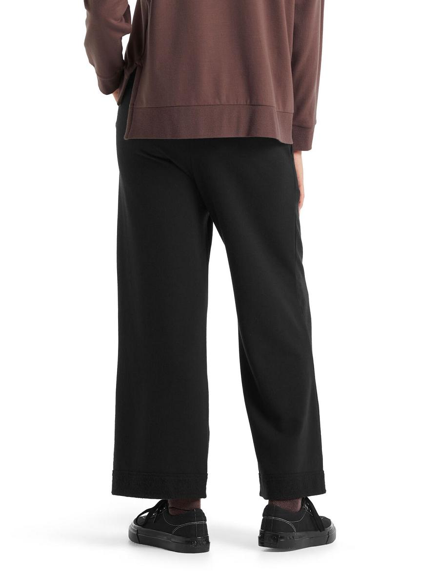 Women's Icebreaker RealFleece™ Merino Dalston Wide Pants Black | CA 1429JPQJ